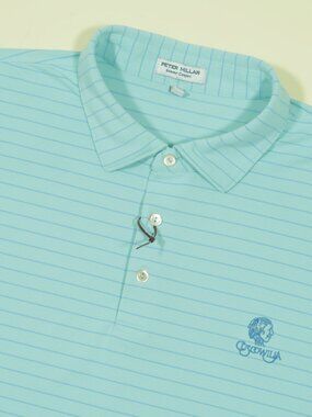Peter Millar Summer Comfort Cuscowilla Golf Polo Shirt Mens XL Green Stripe Mesh
